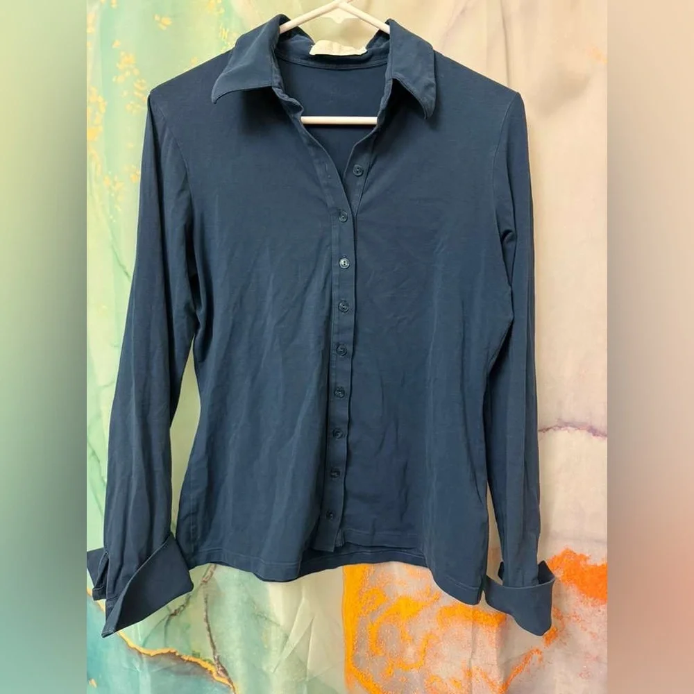 Anne Fontaine Nuage shirt in blue stretch With Buttons